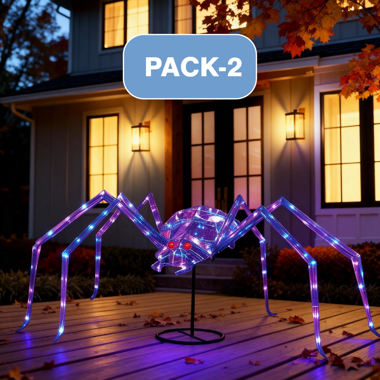 5.5-Ft Pre-Lit Prismatic Spider with 120 Purple LED Lights – Indoor/Outdoor Halloween Decor